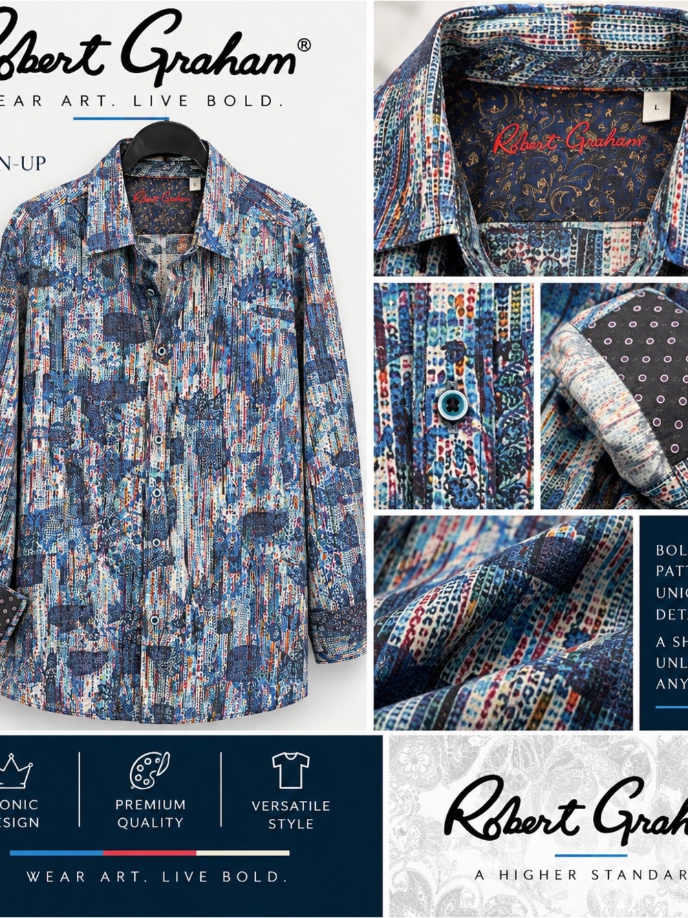 Robert Graham Blue Multi-Print Lightweight Shirt Jacket